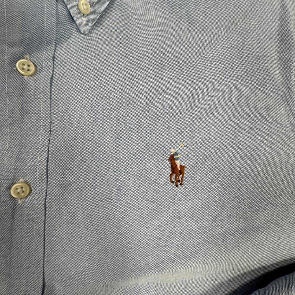 Ralph Lauren Oxford Shirt Mens XL Light Blue Custom Fit Button Down Flesh Pony - Picture 7 of 7